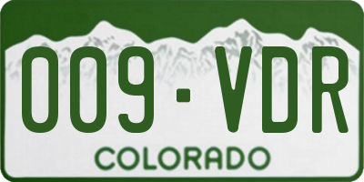 CO license plate 009VDR