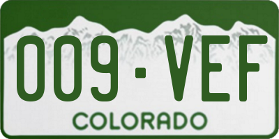 CO license plate 009VEF