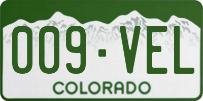 CO license plate 009VEL