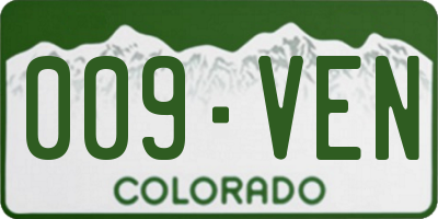 CO license plate 009VEN