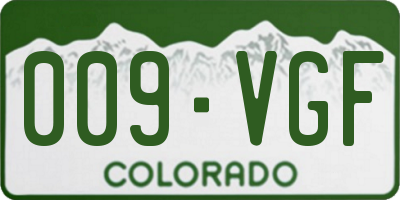 CO license plate 009VGF