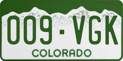 CO license plate 009VGK