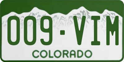 CO license plate 009VIM