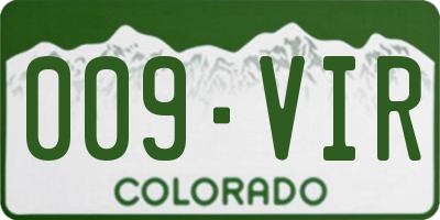 CO license plate 009VIR