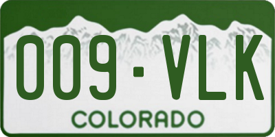 CO license plate 009VLK