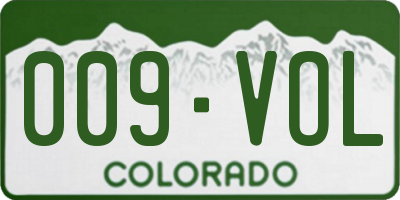 CO license plate 009VOL