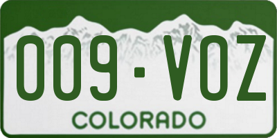 CO license plate 009VOZ