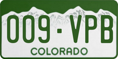 CO license plate 009VPB