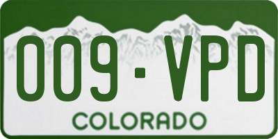 CO license plate 009VPD