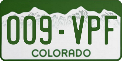 CO license plate 009VPF