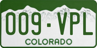 CO license plate 009VPL