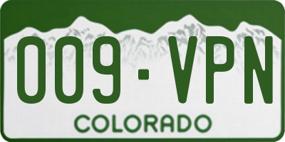 CO license plate 009VPN