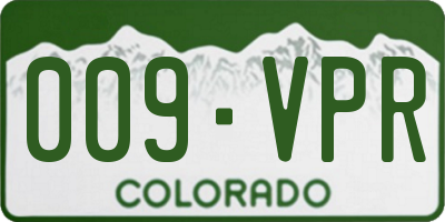 CO license plate 009VPR