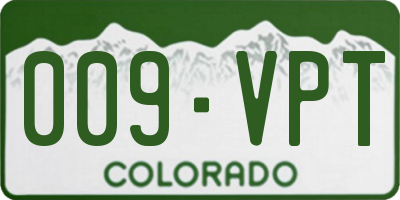 CO license plate 009VPT