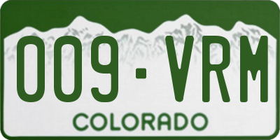 CO license plate 009VRM