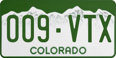 CO license plate 009VTX
