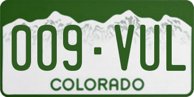 CO license plate 009VUL