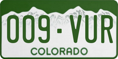 CO license plate 009VUR