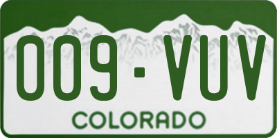 CO license plate 009VUV