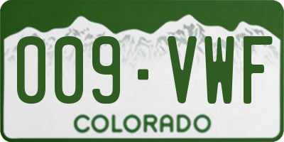 CO license plate 009VWF