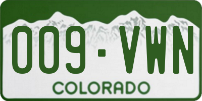 CO license plate 009VWN