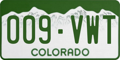CO license plate 009VWT