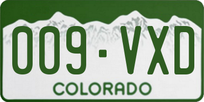 CO license plate 009VXD