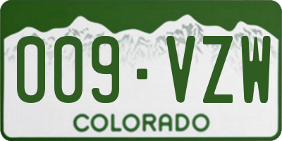 CO license plate 009VZW