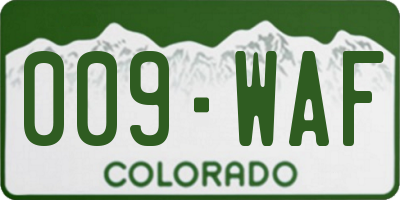 CO license plate 009WAF