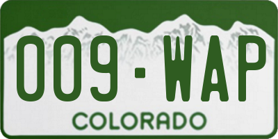 CO license plate 009WAP