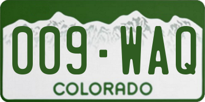 CO license plate 009WAQ