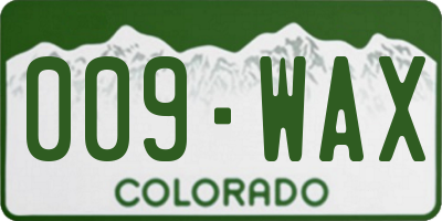 CO license plate 009WAX