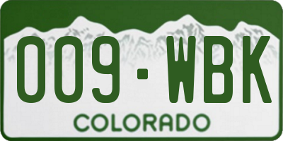 CO license plate 009WBK