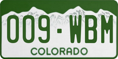 CO license plate 009WBM