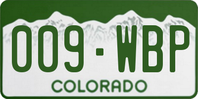 CO license plate 009WBP