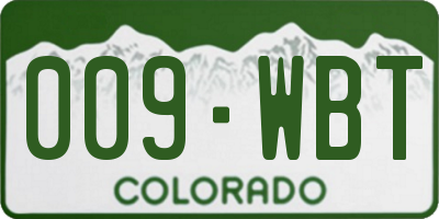 CO license plate 009WBT