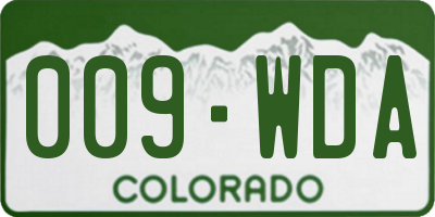 CO license plate 009WDA