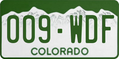 CO license plate 009WDF