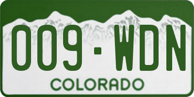 CO license plate 009WDN