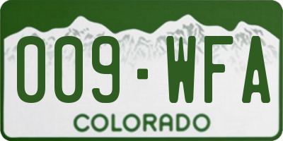 CO license plate 009WFA
