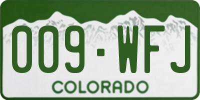 CO license plate 009WFJ