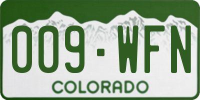 CO license plate 009WFN