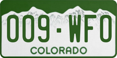 CO license plate 009WFO