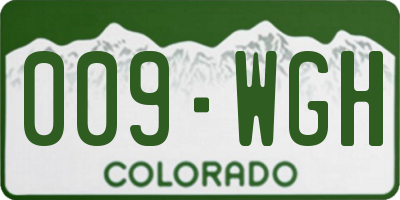 CO license plate 009WGH