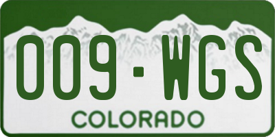 CO license plate 009WGS
