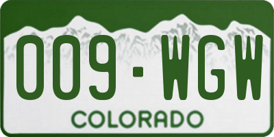 CO license plate 009WGW