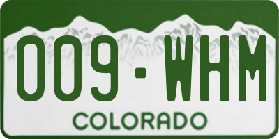 CO license plate 009WHM