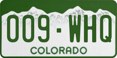 CO license plate 009WHQ