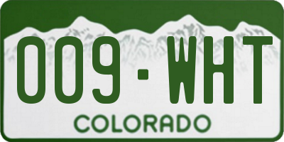CO license plate 009WHT