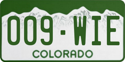 CO license plate 009WIE